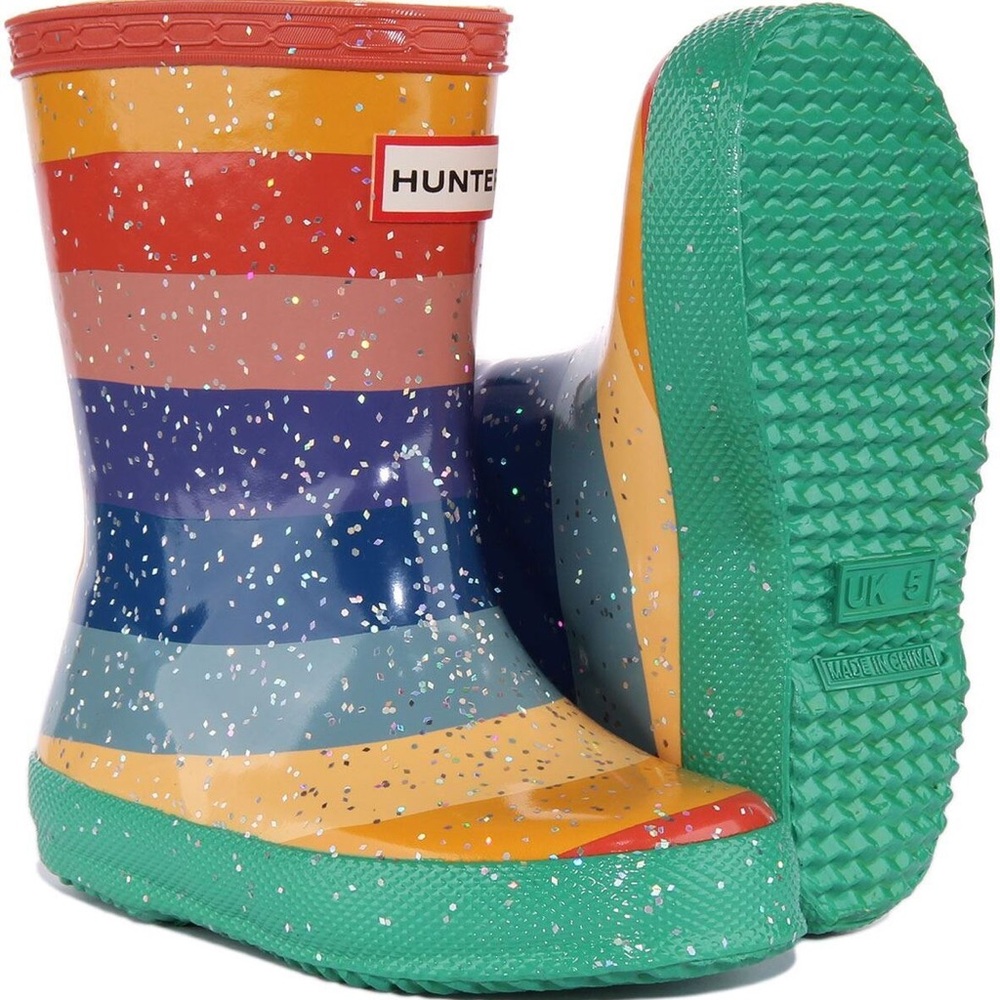 Hunter Kids First Rainbow Glitter Wellies Boots ✨